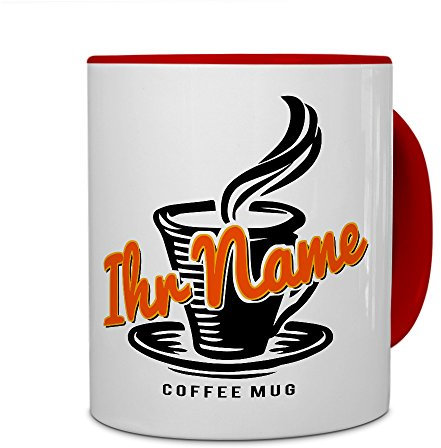 printplanet® Tasse mit Namen personalisiert - Motiv Coffee-Mug individuell gestalten - Farbvariante Rot