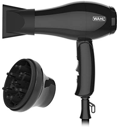 Wahl Travel Hair Dryer, Hair Dryer with Attachments, Dryer for Travelling, Compact Hairdryer, Foldable Travel Dryer, Two Heat Settings, Worldwide Voltage, Portable Travel Hairdryers, Black