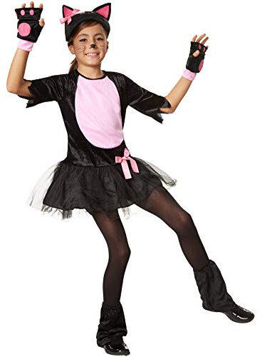 dressforfun 900472 - Mädchenkostüm pinkes Samtpfötchen, Katzenkostüm aus Plüsch mit rosafarbenen Akzenten (140 | Nr. 302102)