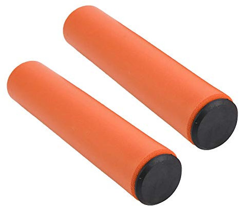 Alomejor 1 Paar Lenkergriff Silione Anti-Rutsch Griffe Ultralight Fahrrad Locking Grips mit Endstopfen(Orange)