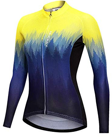 NUCKILY Damen Langarmshirts Radtrikots Radfahren Jersey Langarm Fahrrad Kleidung Shirts Tragen Mit 4 Taschen