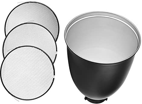Andoer 8 Reflector Diffuser Lamp Shade Dish with 10° 30° 50° Honeycomb Grids for Elinchrom Bowens Mount Studio Strobe Flash Light Speedlite (11 inch)