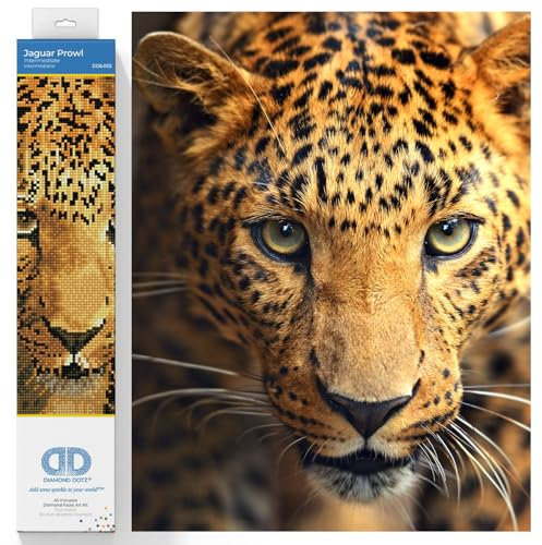 DIAMOND DOTZ DD6.005 - Original 5D Diamond Painting Set Jaguar, Kreativset mit 11.808 Diamant Mosaiksteinen, Malset ca. 43 x 35 cm, DIY Komplettset für Erwachsene und Kinder ab 8 Jahren