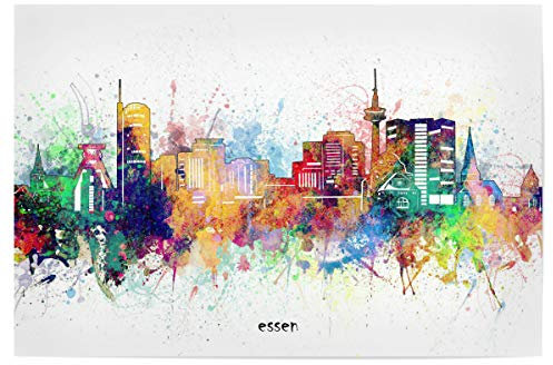 artboxONE Poster 30x20 cm Städte Essen Skyline Artistic hochwertiger Design Kunstdruck - Bild Essen City Cityscape
