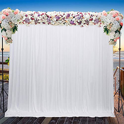 WedDecor Pleated White Silk Backdrops Decorative Curtain Background 150GSM Fabric Backdrop for Christmas, Weddings, Parties, Events, Photography, 3 Metres x 6 Metres