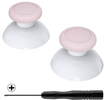 eXtremeRate Recambios de Joysticks para Nintendo Switch Pro Controlador, Analógico 3D Thumbsticks Palanca de Reemplazo con Destornillador para NSP, Rosa & Blanco