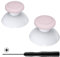 eXtremeRate Recambios de Joysticks para Nintendo Switch Pro Controlador, Analógico 3D Thumbsticks Palanca de Reemplazo con Destornillador para NSP, Rosa & Blanco