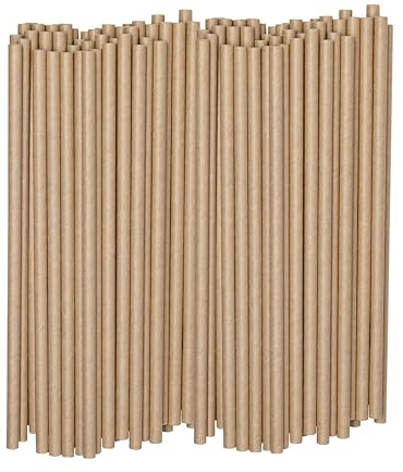 50 Biodegradable Paper Straws, Brown and Disposable Straws