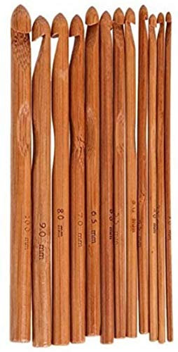 12-teiliges Bambus-Häkelnadel-Set, 3 mm bis 10 mm Durchmesser, Stricknadeln, Stricknadel-Set, DIY-Holzstricknadel-Set