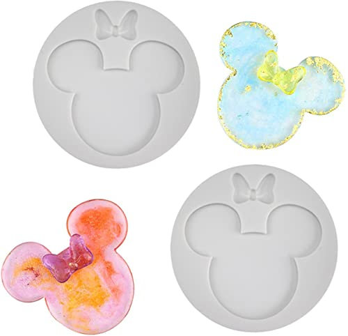 2 Pack Silicone Mold Mouse Head Shape Silicone Molds Candy Gum Paste Chocolate Molds for Cake Decorating Sugar Crafts Polymer Clay
