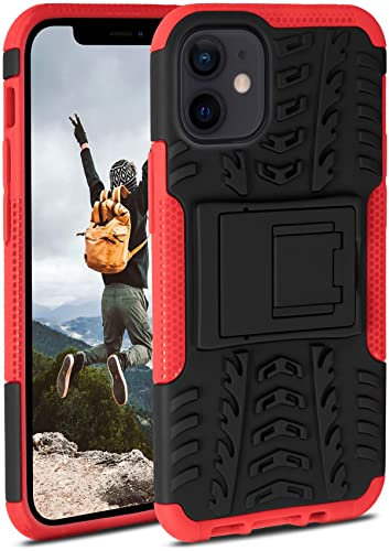 ONEFLOW Tank Case für iPhone 12 mini Hülle Outdoor, stabile Panzerhülle mit Kamera und Display Schutz, sichere Handyhülle, TPU Handy Schutzhülle mit Ständer, Rot Schwarz