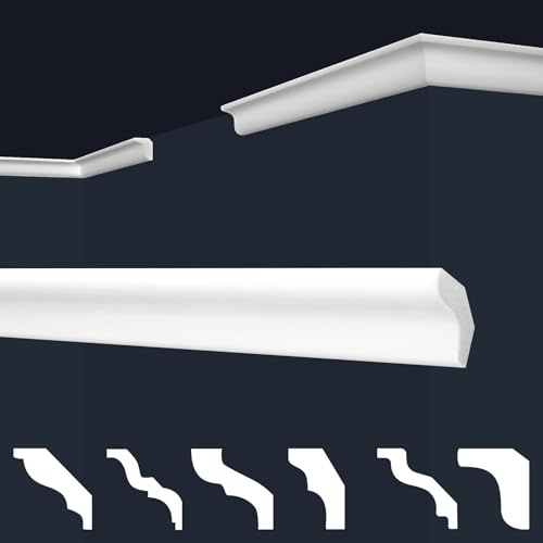 MARBET DESIGN Stuckleisten XPS Styropor weiß - Deckenleisten Stuck Decken Styroporleisten E-Leisten - (20 Meter / 10 Leisten E-3)