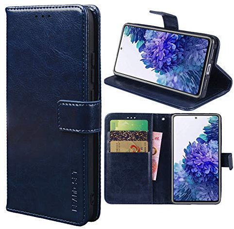 Hülle für Realme C21 Schutzhülle lederhülle Leder Handy Hüllen, Flip Case Handytasche Tasche Handyhülle für Realme C21, Dunkelblau