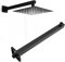 Ftory Shower Arm, 14.5inch Stainless Steel Wall Mounted, Square Fixed Rain Shower Head Arm Extension, Black, Universal Showering Components