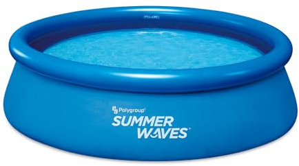 Summer Waves Piscine Autostable Ronde Ø3,05x0,76m - Pratique et Facile à Installer - Matériau PVC Laminé 3 Couches - Gonflage avec Pompe - Remplissage avec Tuyau - Entretien Simple