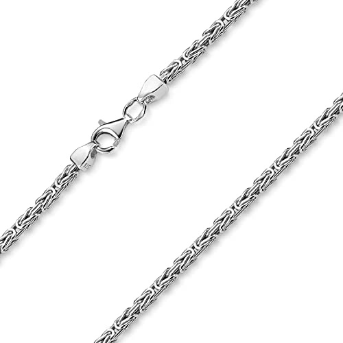 Königskette Silber 925 für Damen Herren 2,5mm vierkant rhodiniert K29 | Massive Halskette Made in Germany aus Sterlingsilber incl Schmuck Box von MATERIA by Matthias Wagner