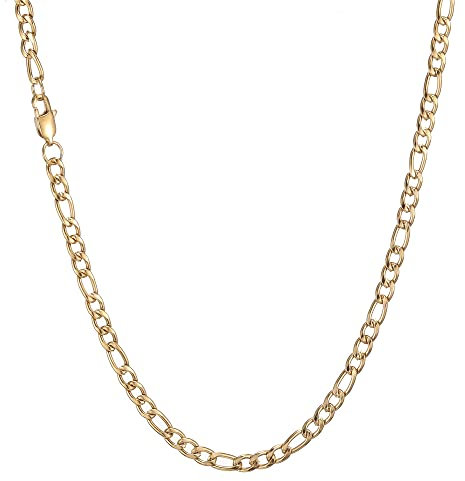 AFSTALR Chaîne Figaro 1+3 Homme Collier et Bracelet en Acier Inoxydable Noir (Or-5mm, 70cm)