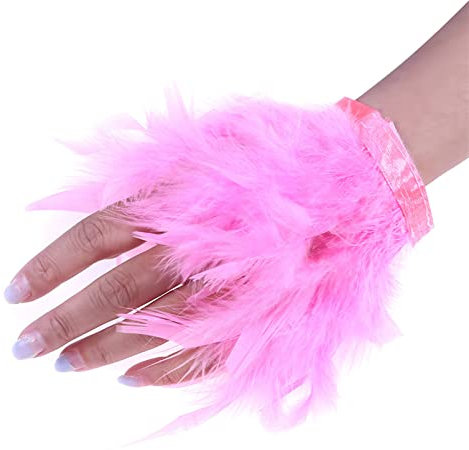 OAIEU Style Bohème Cheveux Longs Plume Bracelet De Mariage Beach Party Manchette Bracelet Réglable Bracelet Pour Femmes Filles (Rose)