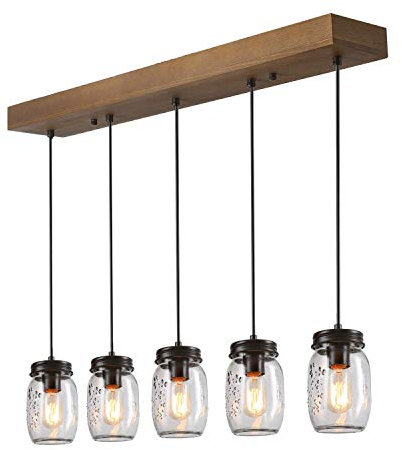 AAOTE Kitchen Island Lighting,5-Lights Farmhouse Chandelier Pendant Lightss for Dining Rooms,Mason Jar Lights Pendant Lighting for Kitchen Island