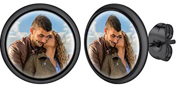 Supcare Ohrringe Damen Rund-Form mit Foto Männer Witzig Ohrstecker Edelstahl Ohrschmuck Boho Sommer Liebeskind Modeschmuck Ohrringe Rund-Schwarz