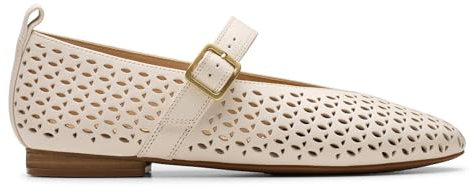 Clarks Women's Fawna Jane Ballet Flat, Cream Leather, 7.5 UK