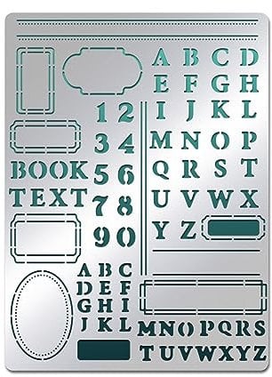 BENECREAT Buchstabenschablone Aus Metall, Schriftzug-Alphabet-Rahmen Edelstahl-Schablonen-Vorlagen Tagebuch-Werkzeug Zum Malen, Holzverbrennung, Brandmalerei Und Gravur, 14x19 cm