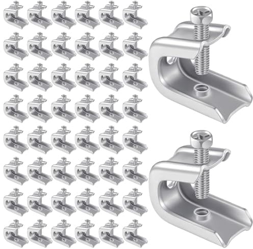 Hicarer 50 Stück 0,6 cm x 20 Balkenklemme, Stahl-Schraubhaken für Flansche, starke Gewindestange, Drahtring mit gehärteten Spitzenschrauben