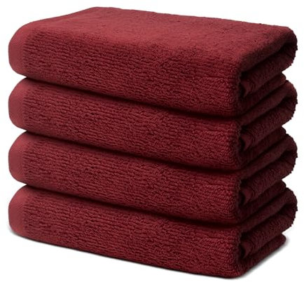4 er Set Handtücher 50x100 cm | Frottee Weich & Flauschig | 100% Baumwolle | Frottier Handtuch Duschtuch Badetuch Badehandtuch | Oeko-Tex | 500g/m² | Ôhm | Rot