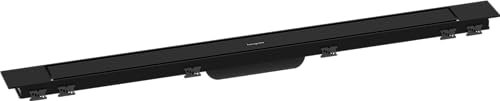 hansgrohe RainDrain Match Plus - Fertigset Duschrinne, Abflussrinne 900mm, Bodenablauf Dusche mit höhenverstellbarem Rahmen, Mattschwarz