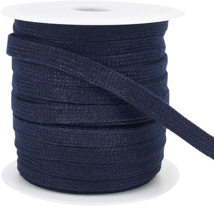 BENECREAT 25 m de Cordons de Coton de Remplacement Plats Bleu de Prusse, Corde à Cordon Plat de 10mm de Large avec Bobines en Plastique pour Accessoires de Vêtements, Pantalons de Sport, Pull