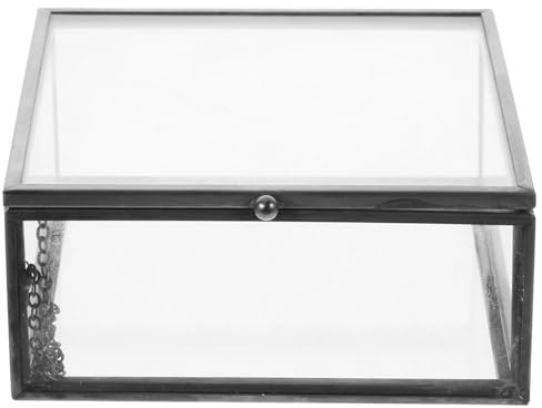 HOLIDYOYO Boîte à Bijoux Transparent Verre Avec Cadre Organisateur De Rangement Pour Bijoux Et Accessoires Pour Anniversaire Et Décoration De Fête
