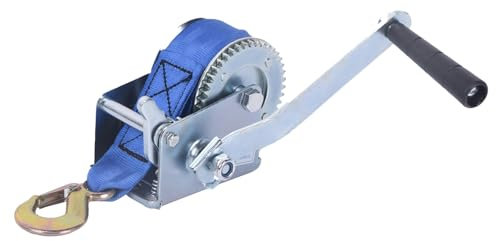 HOMIZEN 6M 270KG Blau Gurt Handseilwinde Seilwinde Profi Seilwinde Handwinde Silber 600lbs Manuelle Handseilzug Bootswinde