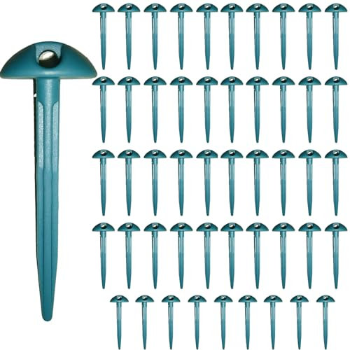 50Pcs Groundsheet Pegs, Mushroom Top Plastic Heavy Duty Tent Pegs 8.5cm Standing Carpet Pegs for Rain Tarp, Camping Tent, Garden Weed Mat & Awning
