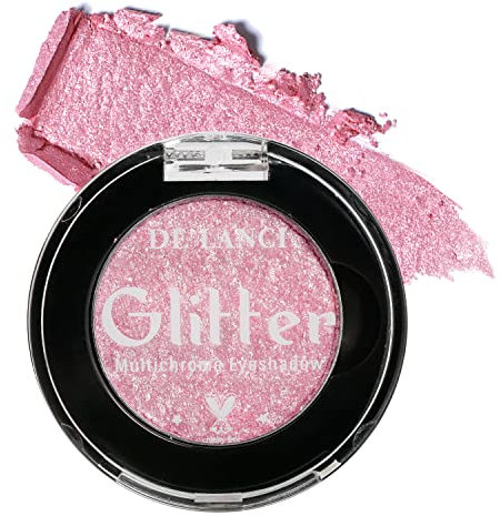 Glitter Lidschatten, Korean Eye Glitter Reichlich pigmentiert Schimmer Lidschatten, Multichrome Sparkle Lidschatten, Bling Lidschatten für helle reife Haut, Talk frei, Sliver/Pink,1G