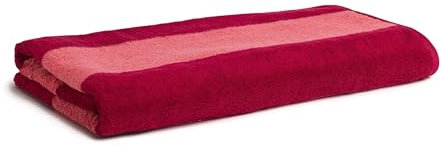 Möve Beach Blockstreifen Strandtuch 80 x 200 cm aus 100% Baumwolle, Ruby/Coral