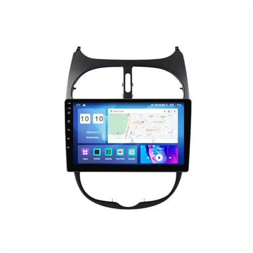Android 12 Autoradio Mit Navi 2 Din 9 Zoll Touchscreen Autoradio Für Peugeot 206 2004-2008 Mit Carplay Android Auto,mit RDS Bluetooth FM AM Lenkradsteuerung Rückfahrkamera ( Color : M500 8+128G )