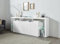 Dmora - Buffet Wilmer, Buffet de Salon 4 Portes, Buffet de Salon, Buffet Moderne, 100% Made in Italy, 220x40h80 cm, Blanc Brillant