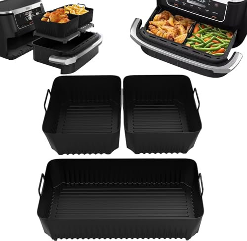 Moule en Silicone pour Friteuse à Air Chaud Ninja AF500EU, 3pcs Accessoires de Friteuse à Air Chaud 10,4 L et 5,2 L, Moule en Silicone Réutilisable pour Friteuse à Air, pour Ninja Af500EU 10,4 L(2)