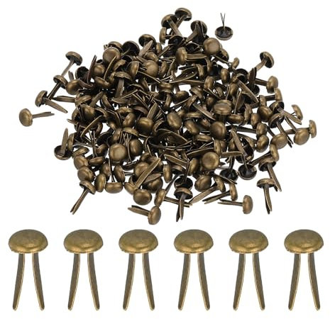 PATIKIL 200 Pcs Attaches Rapides en Laiton en Papier Broches Divisées Pastel Mini Clous en Métal Tête Ronde Plaqués pour l'Artisanat Scrapbooking Fournitures DIY, Bronze, 4,5 x 8 mm