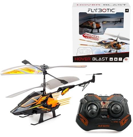 Bizak FLYBOTIC Hover Blast, Helicoptero teledirigido con Mando Radio Control y 16 Cohetes de Disparo para acertar un Objetivo, para niños y Adultos, (62004567)