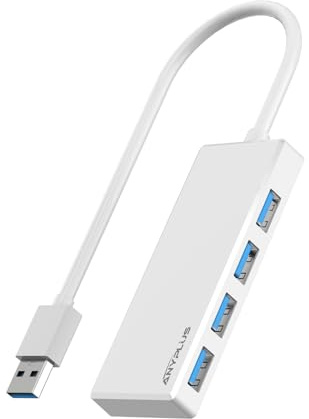 ANYPLUS USB 3.0 Hub, Portable Slim USB Hub Adapter, 0.8 ft/25 cm Multiple USB Splitter, USB Extender for PC, Laptop, iMac, Surface Pro, MacBook, Mac Pro, Flash Drive, XPS, Mouse, HDD【White】