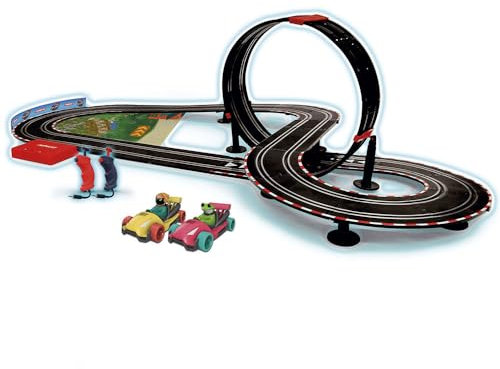 Ninco - Slot-Schaltung | Velokú Racers Jungle, Kinderrennstrecke mit 500-cm-Strecke, lustigen Fahrzeugen mit Lichtern und 2 Charakteren, konzipiert für Kinder ab 3 Jahren (91022)