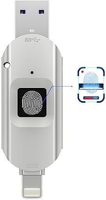 für iPhone USB3.0 Verschlüsseltes Laufwerk Externer Speicher Fingerabdruck Verschlüsselung USB Flash Drive für iPhone/iPad/iPadmini/Mac/PC USB3.0 Flash Drive 64GB