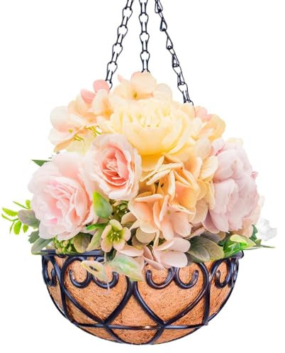 Geteawily Hangings - Cesto per piante in ferro, 25,4 cm, versatile, decorazione da giardino, porta d'ingresso, parete e finestra