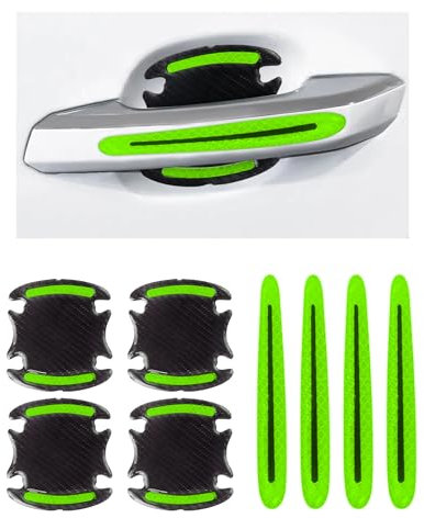 Flaconi 8 Stück türgriff Schutz Auto,Auto Türgriff Aufkleber 3D Kohlefaser Chutzfolie Aufkleber,Autotürgriff Lackkratzschutz Kratzer Schutzfolie Pad,Warnaufkleber für die meisten Autos,LKWs (Grün)