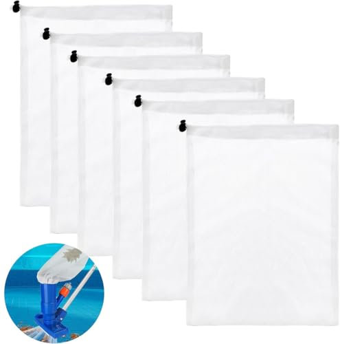 JEYORZY 6 pcs Sac Filtrant Piscine, Filtrant Aquarium Fin Lisse Sac Filtrant pour Aquarium à Mailles Fines, pour aspirateur de piscine, pour attraper les feuilles et les petites saletés