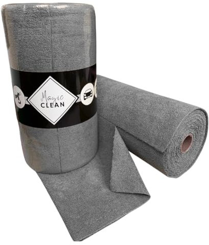 TECH N'FAST 75 Chiffons Microfibres Gris – Rouleau Déchirable 30x30cm – Chiffons Réutilisables et Lavables sans Peluche – Microfibres Multi-Usages Maison, Vitres, Cuisine, Auto