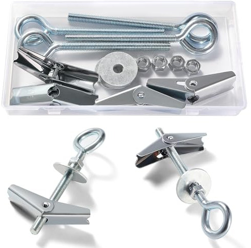 Lyeteung 4 Set M6 Tasselli Basculante, Appesi Toggle Bullone Ali Gancio, Gancio Chiuso Soffitto Cartongesso, con Dadi Esagonali, Rondelle, per Soffitti in Cartongesso