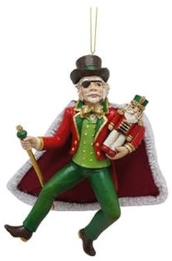 Kurt Adler Drosselmeyer Magician with Nutcracker - 7 Inch Red/Green Resin and Polyester Christmas Tree Ornament