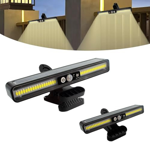 Surplex Luci Solari da Esterni, 2 Pcs Luce Lampade Solare a Clip con Sensore di Movimento, 3 Modalità da Parete, IP65 Impermeabile Faretto Solaro Luce Calda per Giardino Recinzioni Grondaie